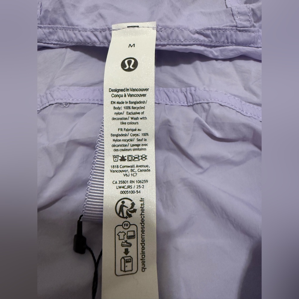 💜NWT LULULEMON hood lite jacket size M lavender 💜 windbreaker light rain coat - Picture 5 of 10